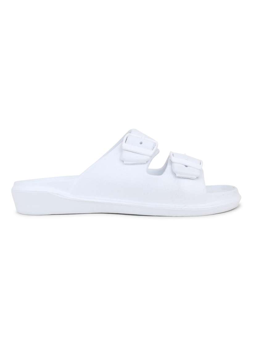 white rubber slip on flip flops - 19349431 - Standard Image - 2