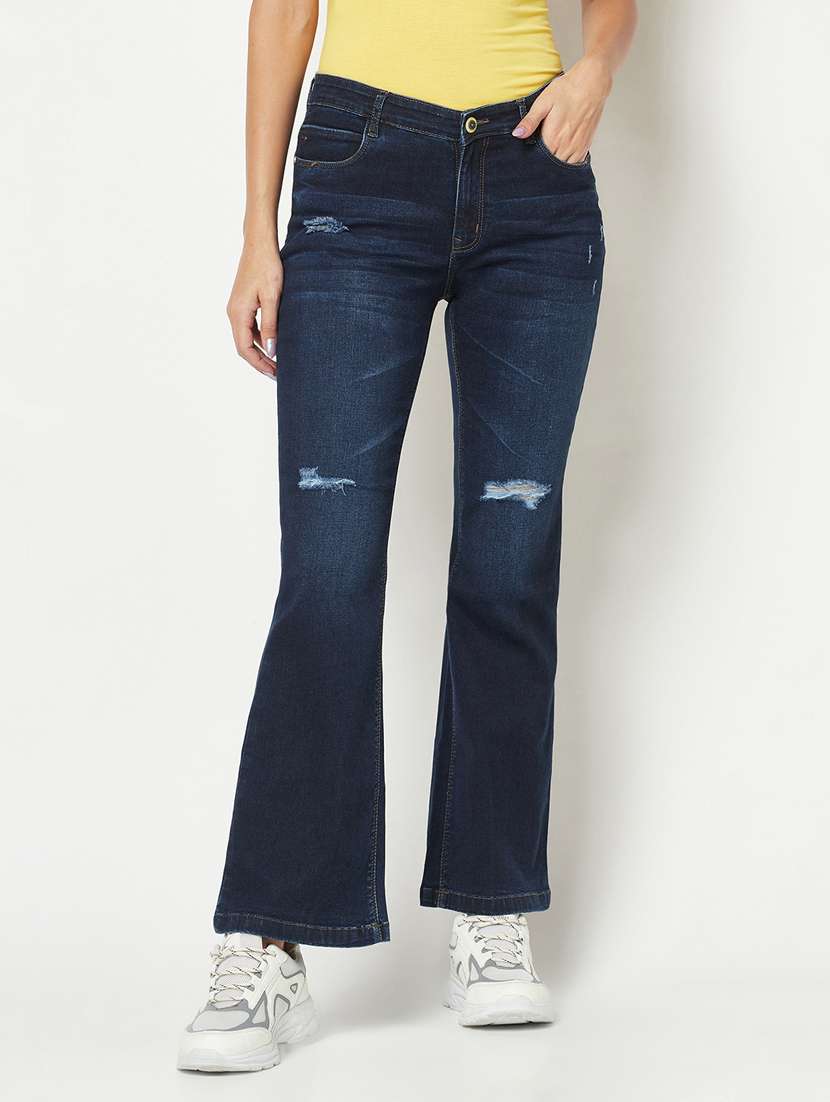 women's distress bootcut jeans
