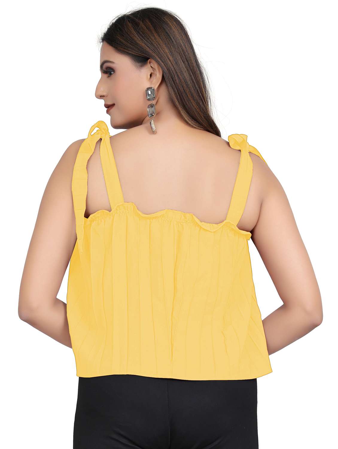 yellow crepe crop top - 19349980 -  Standard Image - 2