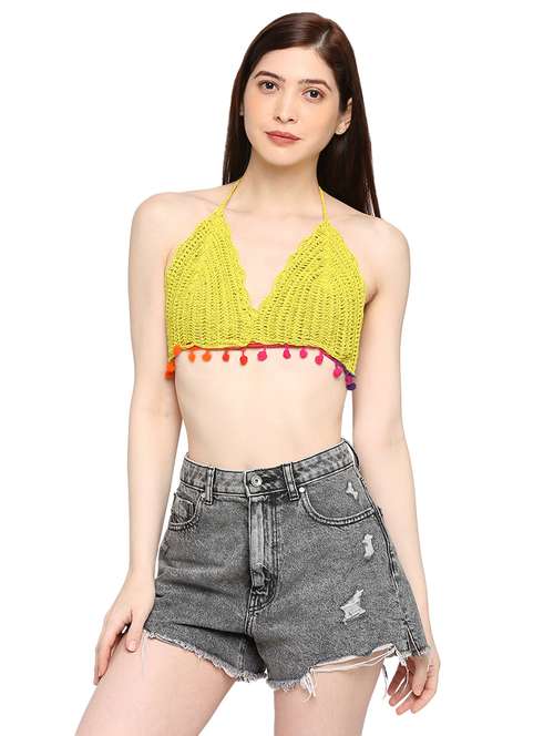 yellow crochet bikini bra