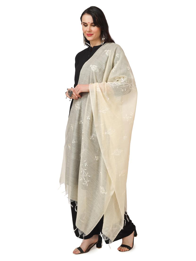 offwhite cotton dupatta - 19351547 - Standard Image - 2