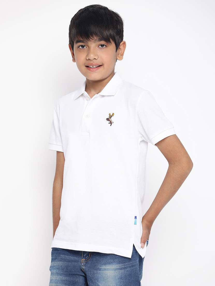 boys polo neck solid t-shirt