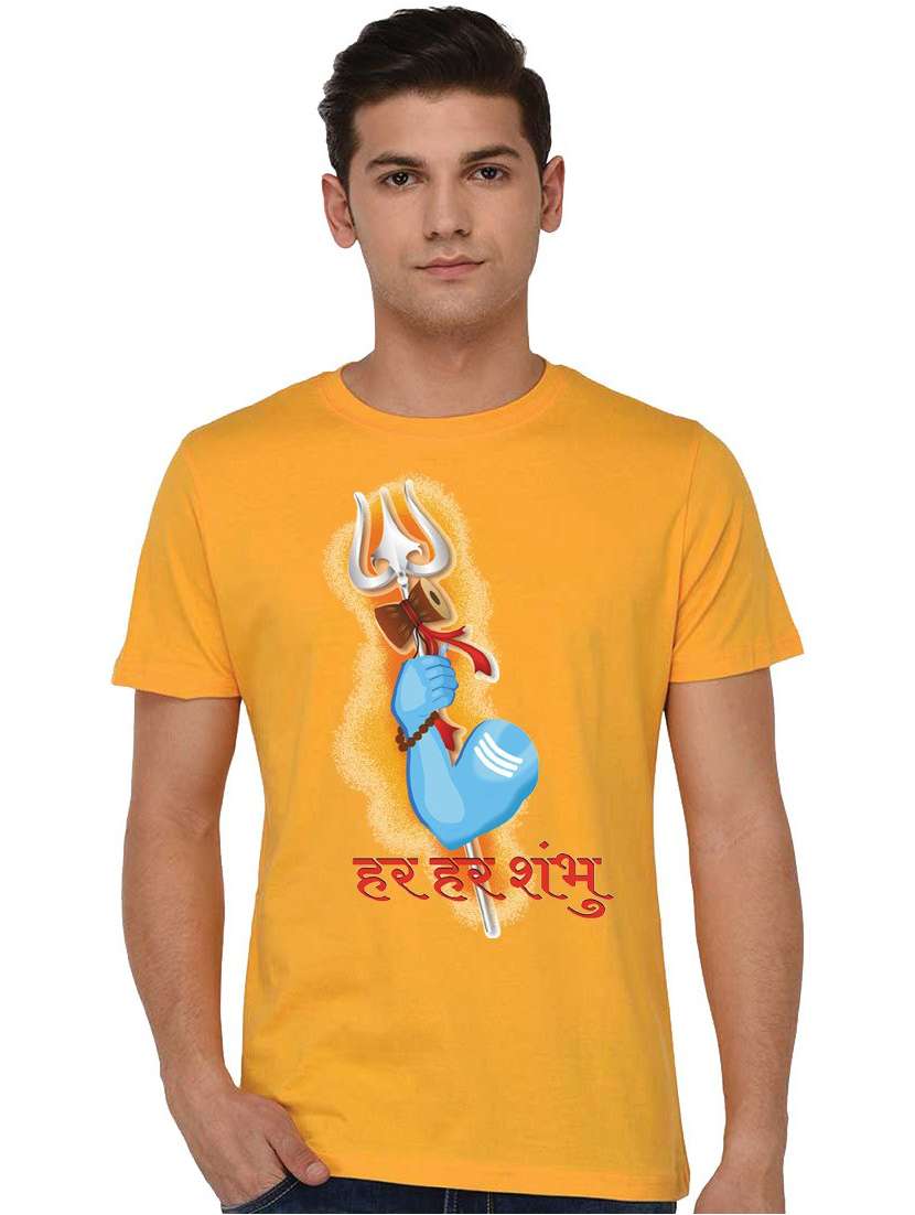 yellow printed regular t-shirt