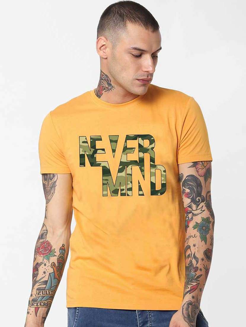 men typographic printed round neck t-shirt