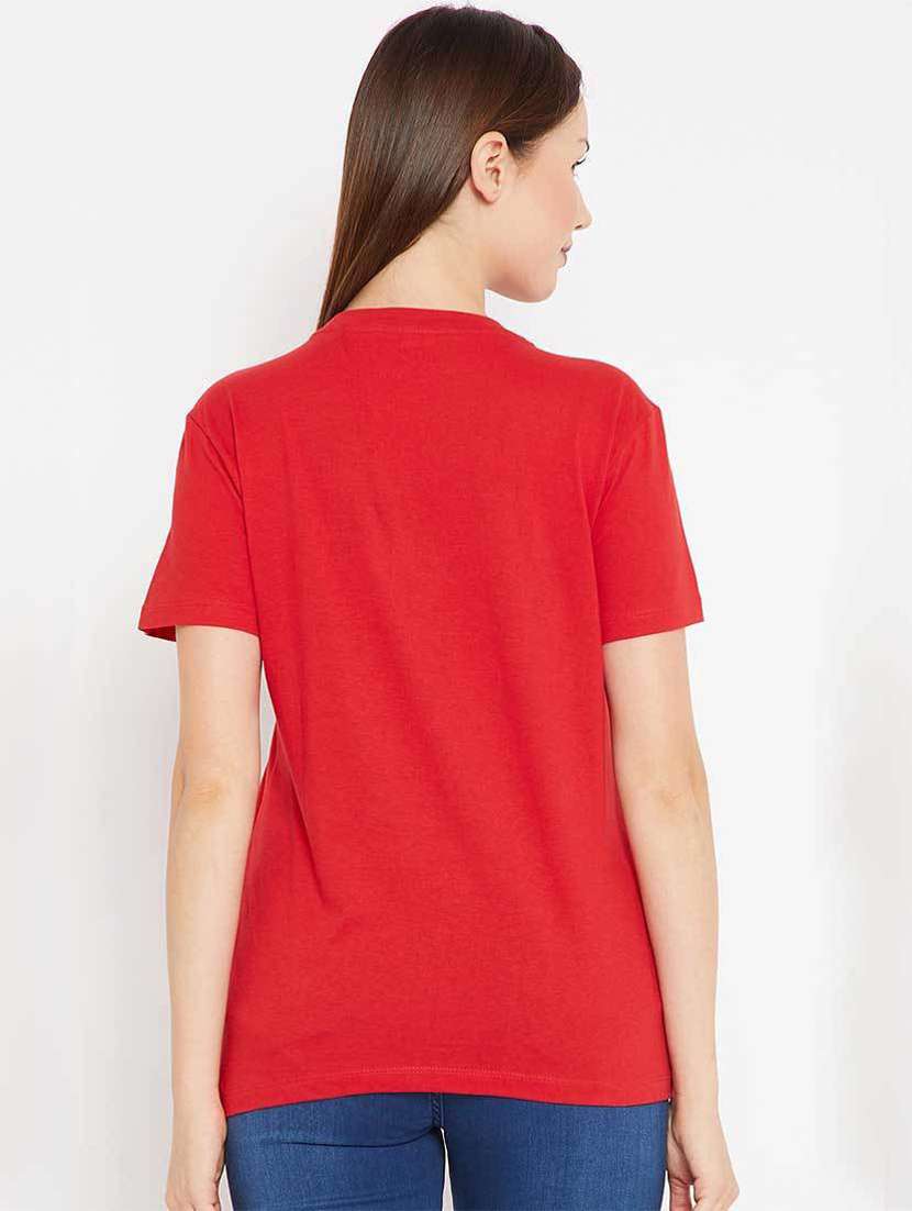 women round neck front print t-shirt - 19353340 - Standard Image - 2