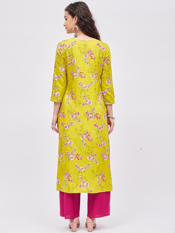 green printed kurta palazzo set - 19355466 - Standard Image - 2
