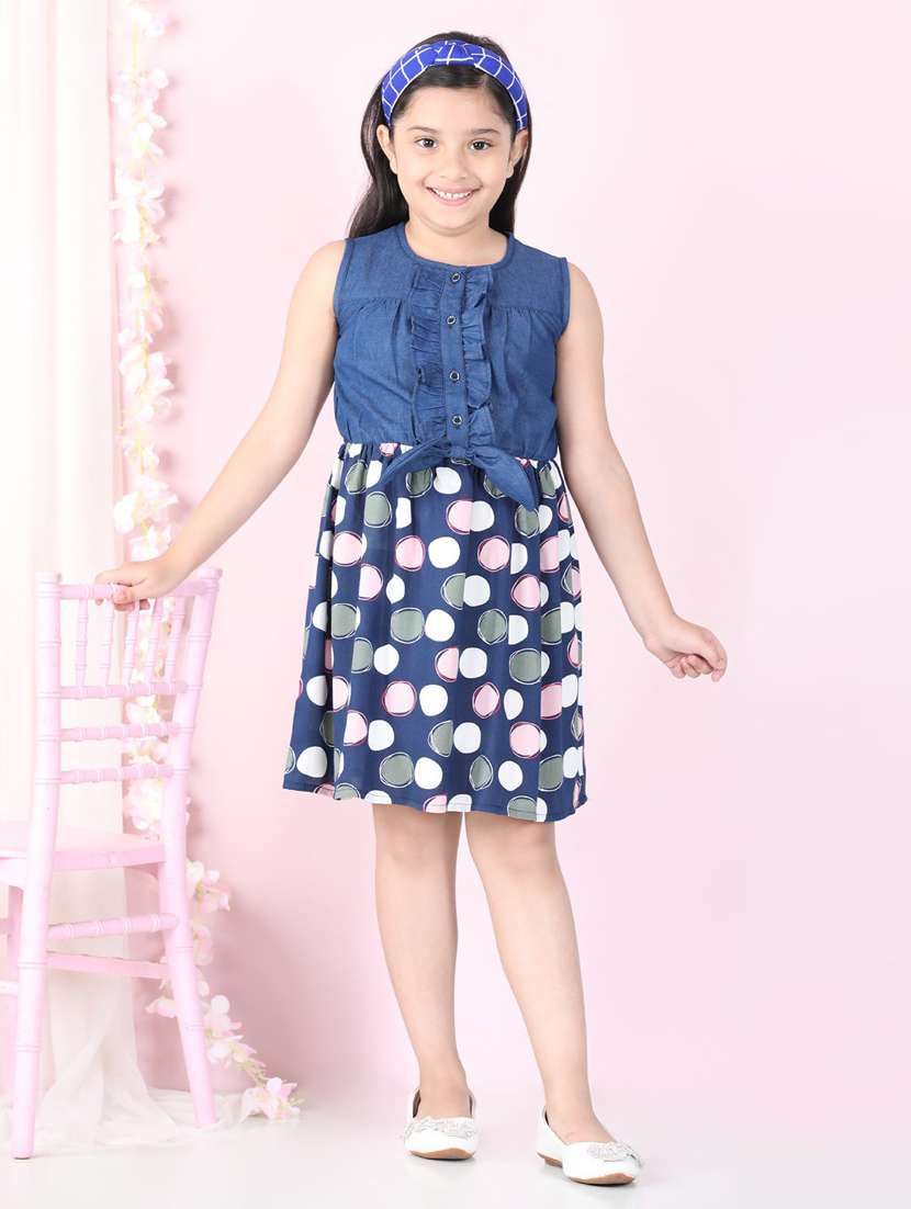 girls round neck sleeveless frock