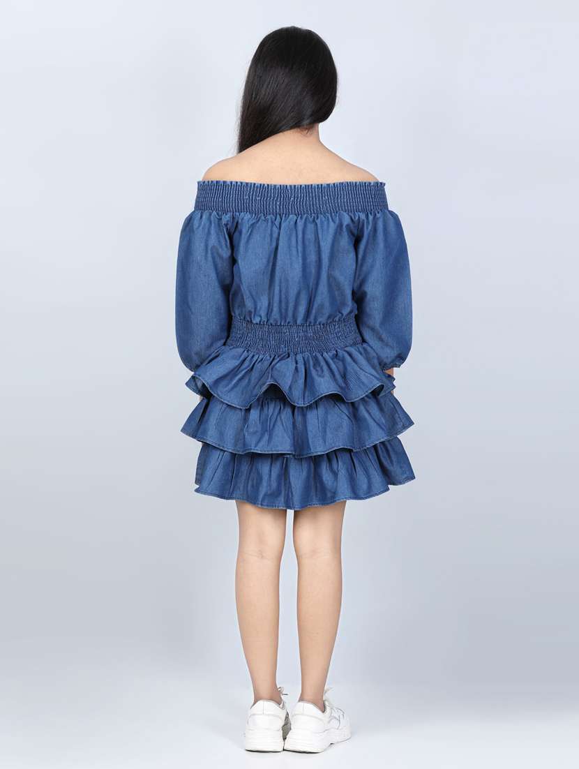 girls off shoulder long sleeves frock - 19370753 -  Standard Image - 2