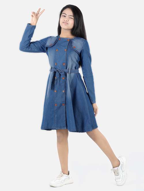 girls round neck long sleeves frock - 19370784 - Standard Image - 0