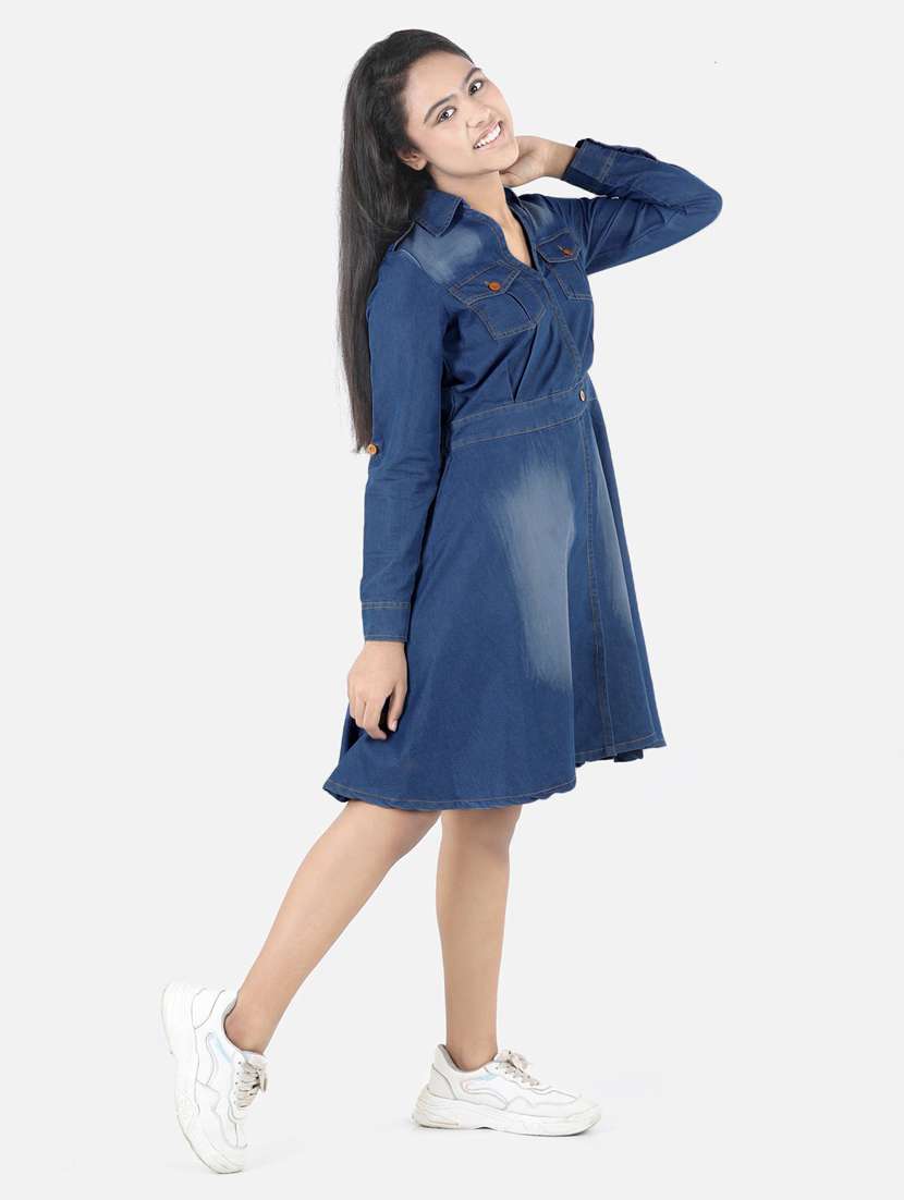 girls collared long sleeves frock - 19370786 - Standard Image - 2