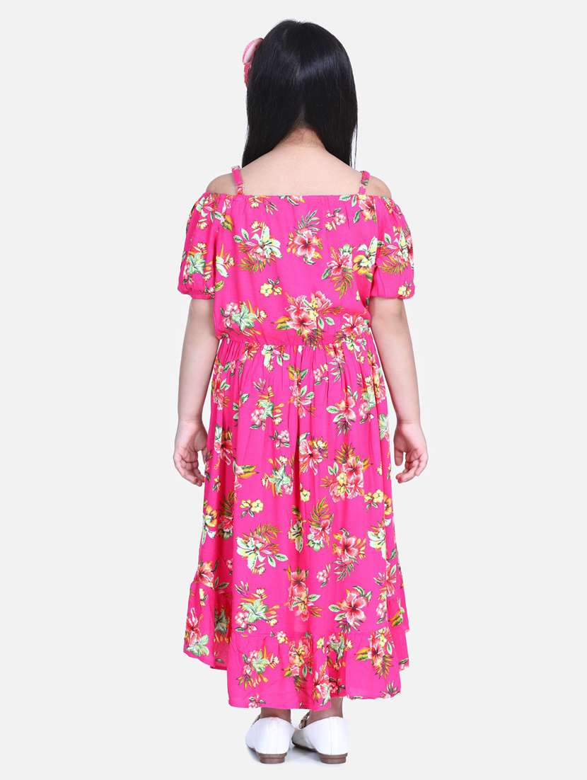 girls shoulder strap cold shoulder frock - 19370817 - Standard Image - 2