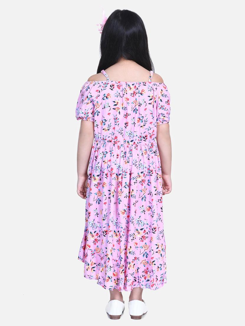 girls shoulder strap cold shoulder frock - 19370818 - Standard Image - 2
