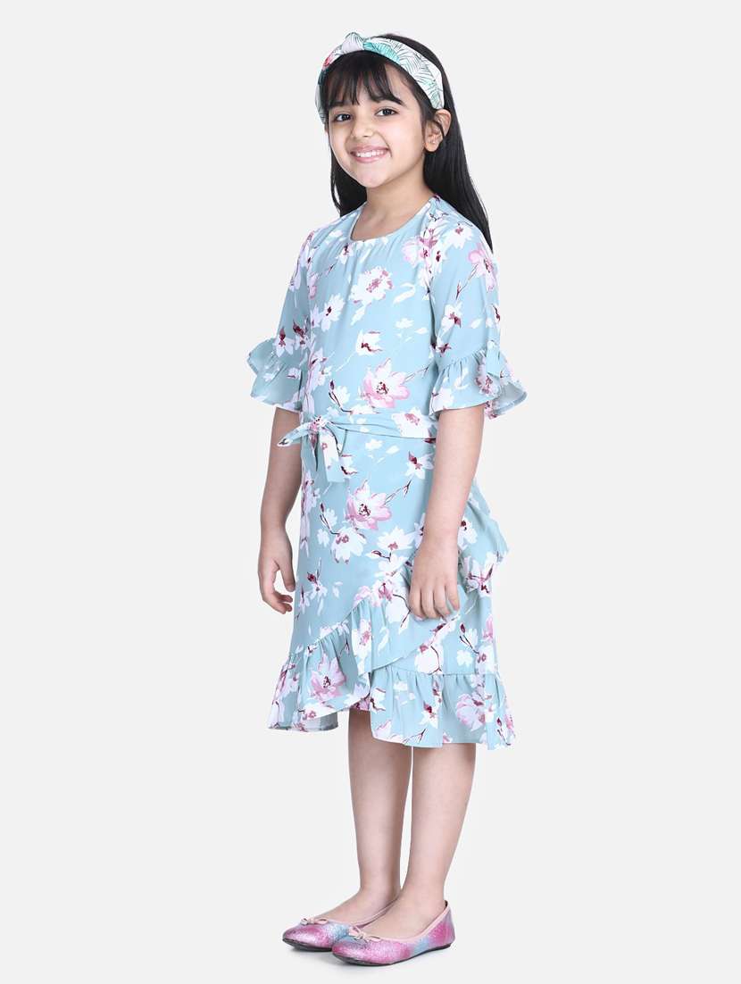girls round neck bell sleeve frock - 19370823 -  Standard Image - 2