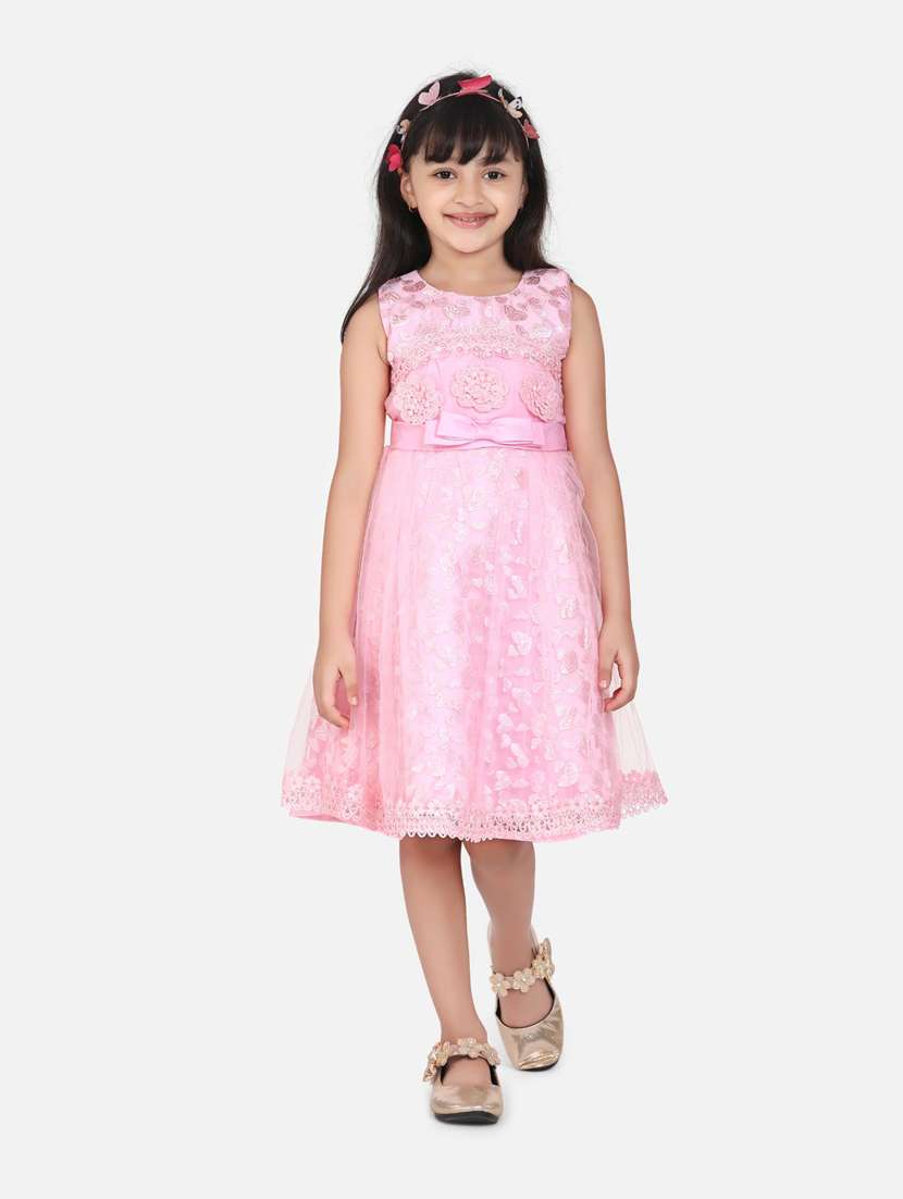 girls round neck sleeveless frock