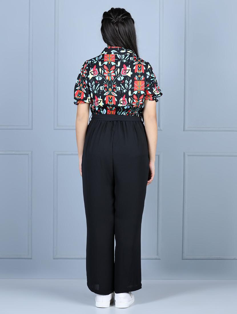 black polyester full length jumpsuit - 19370896 - Standard Image - 2
