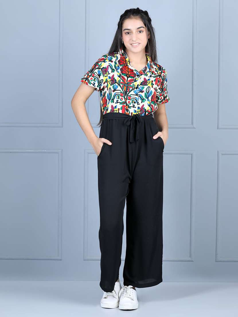 multi colored polyester full length jumpsuit 