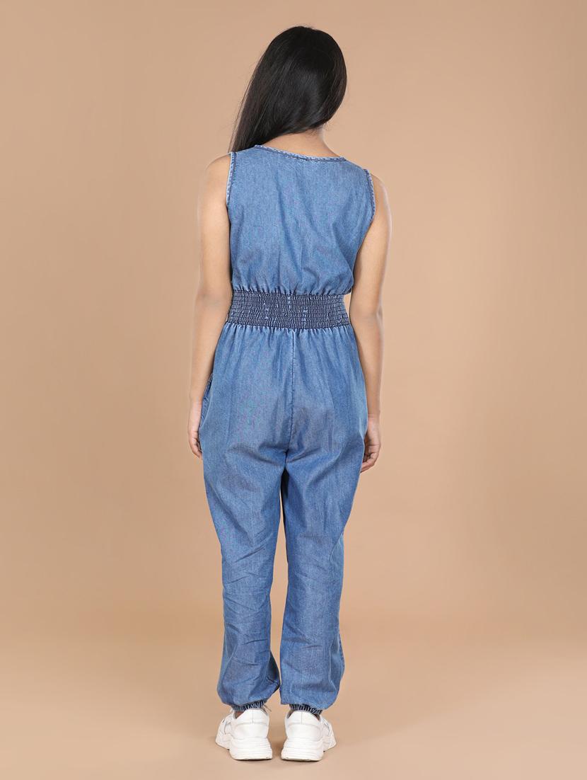 blue cotton full length jumpsuit - 19370904 - Standard Image - 2