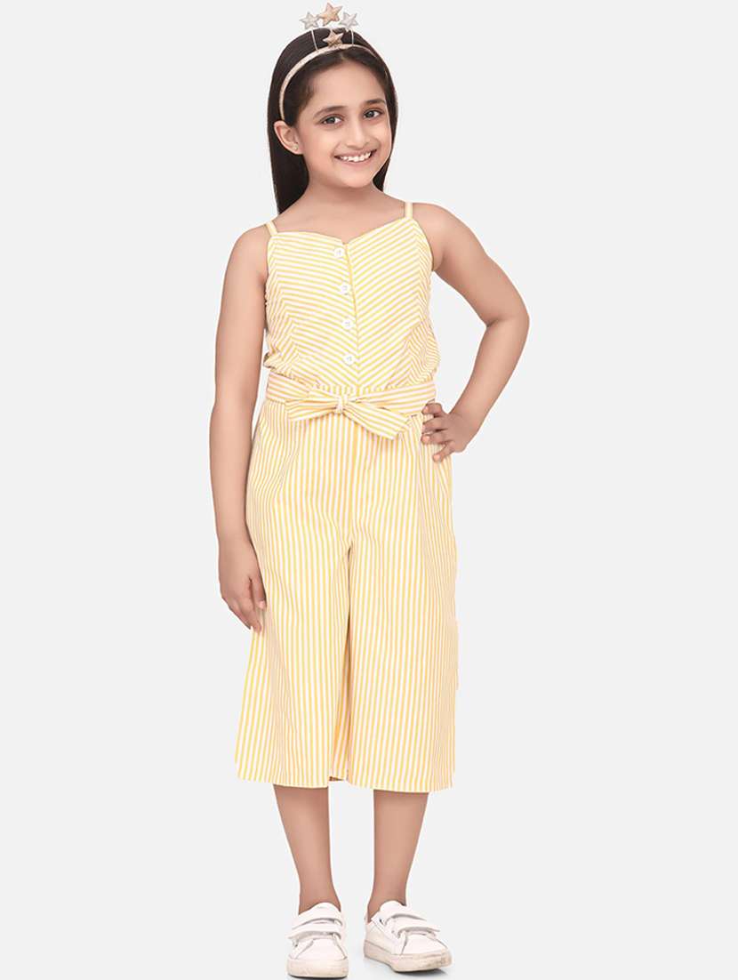 yellow cotton blend jumpsuit