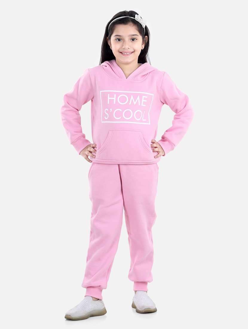 pink cotton blend full length twin sets
