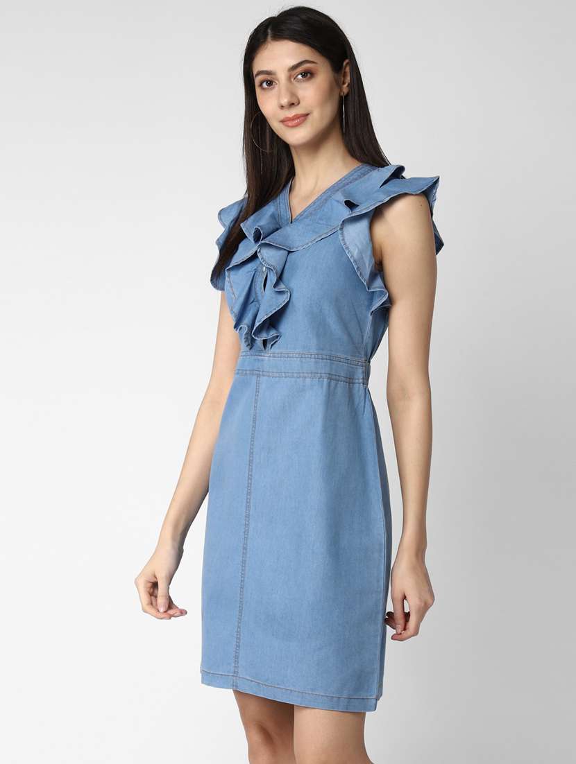blue denim aline dress - 19371320 - Standard Image - 2