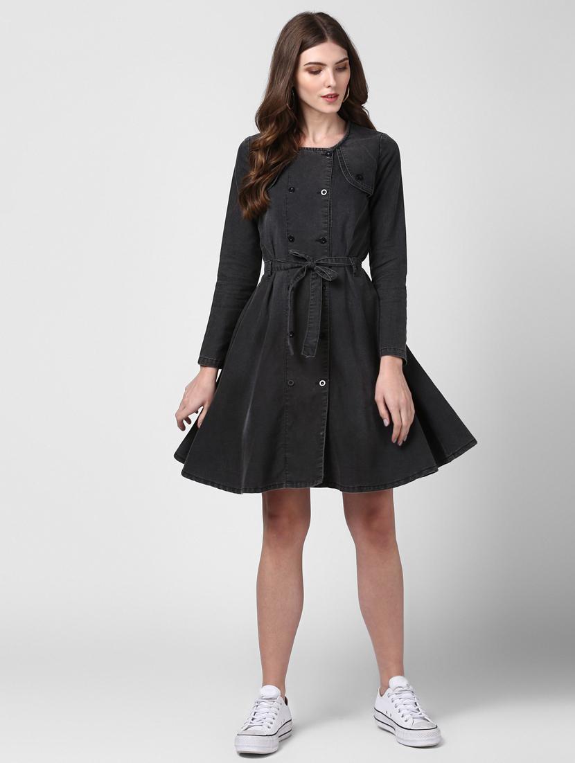 black denim aline dress - 19371355 - Zoom Image - 0