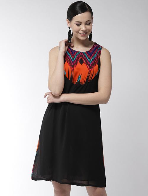black printed a-line dress - 19371394 -  Standard Image - 0