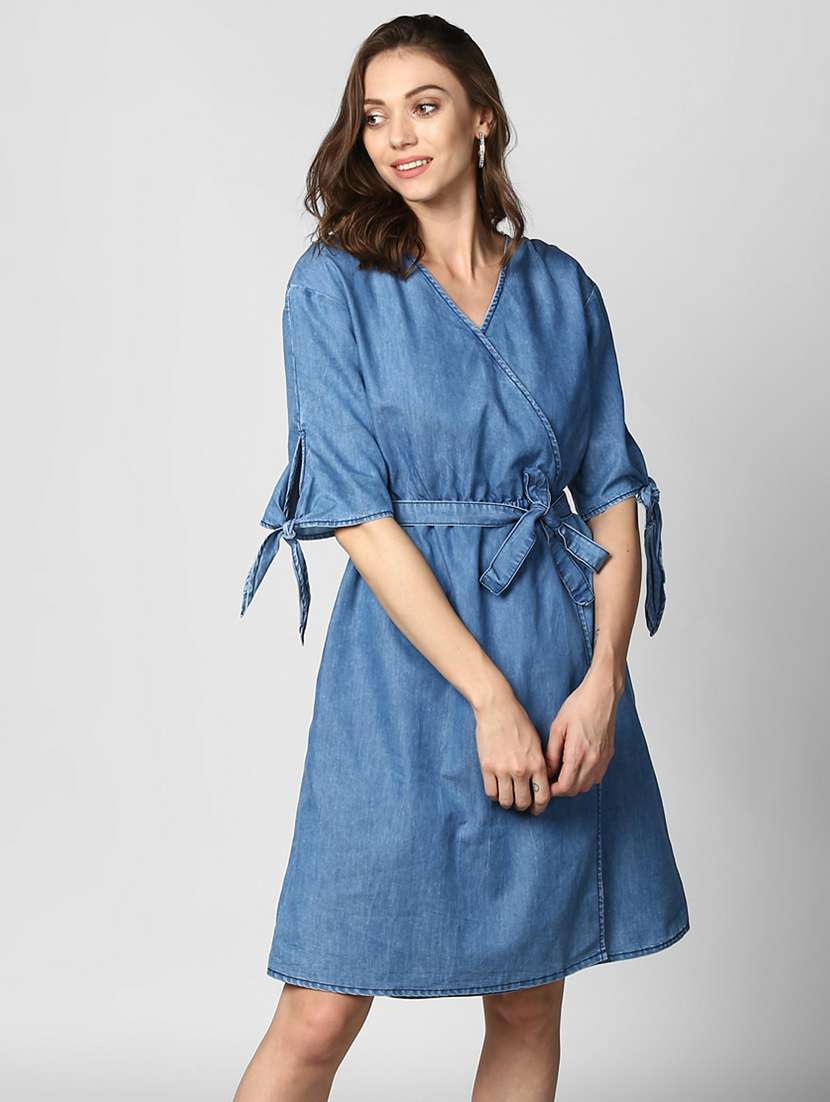 Women's Wrap Solid Dress