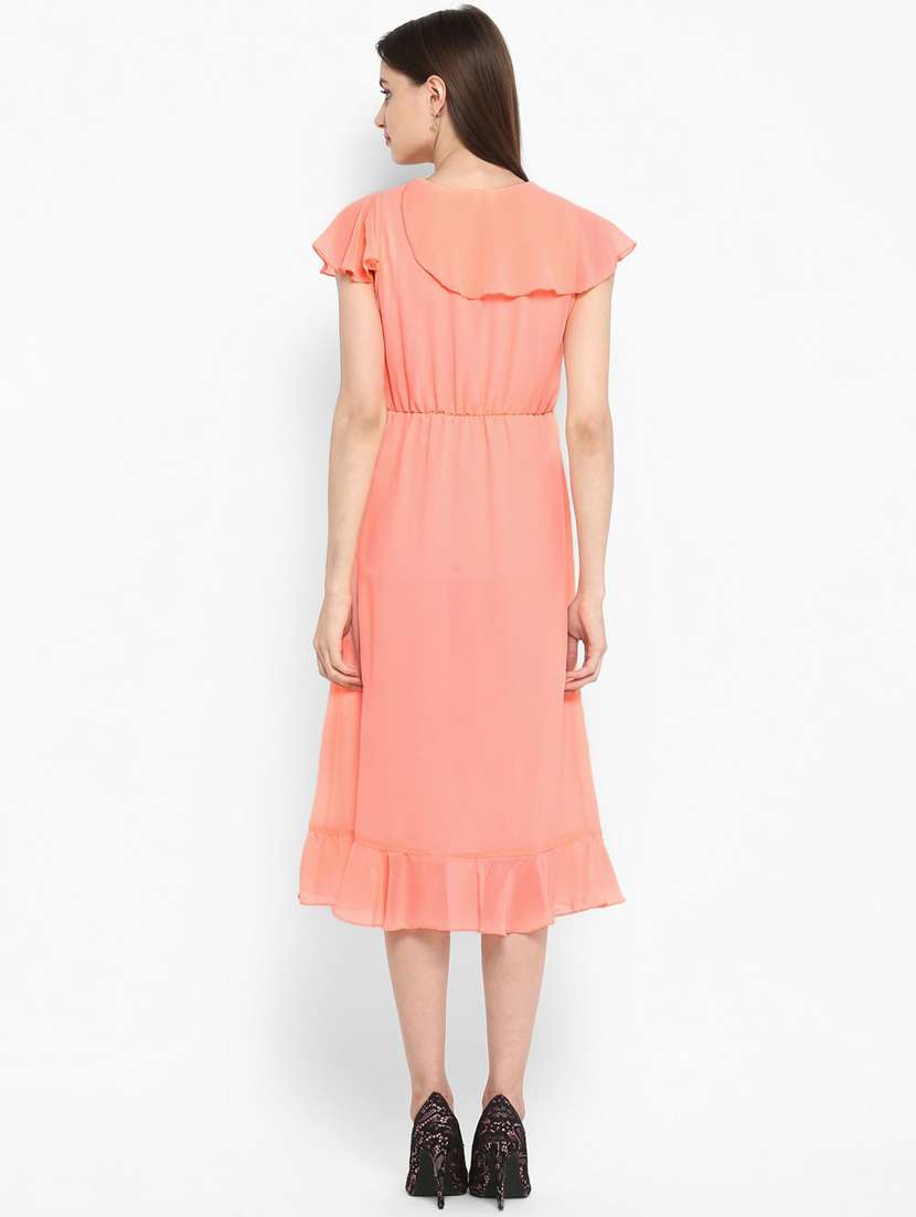 women's ruffle solid dress - 19371425 - Standard Image - 2