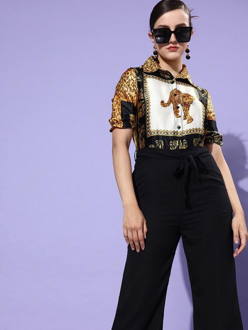 women black printed short sleeve shirt - 19371530 - Standard Image - 0