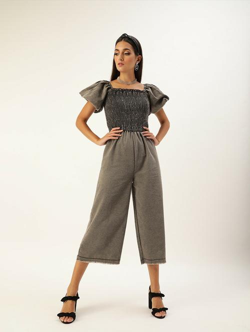 grey denim 3/4 jumpsuit - 19371577 -  Standard Image - 0