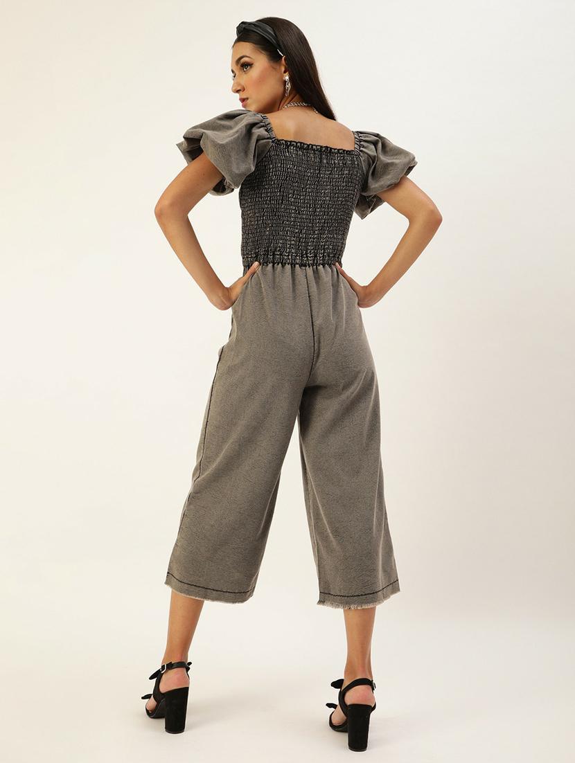 grey denim 3/4 jumpsuit - 19371577 - Standard Image - 2