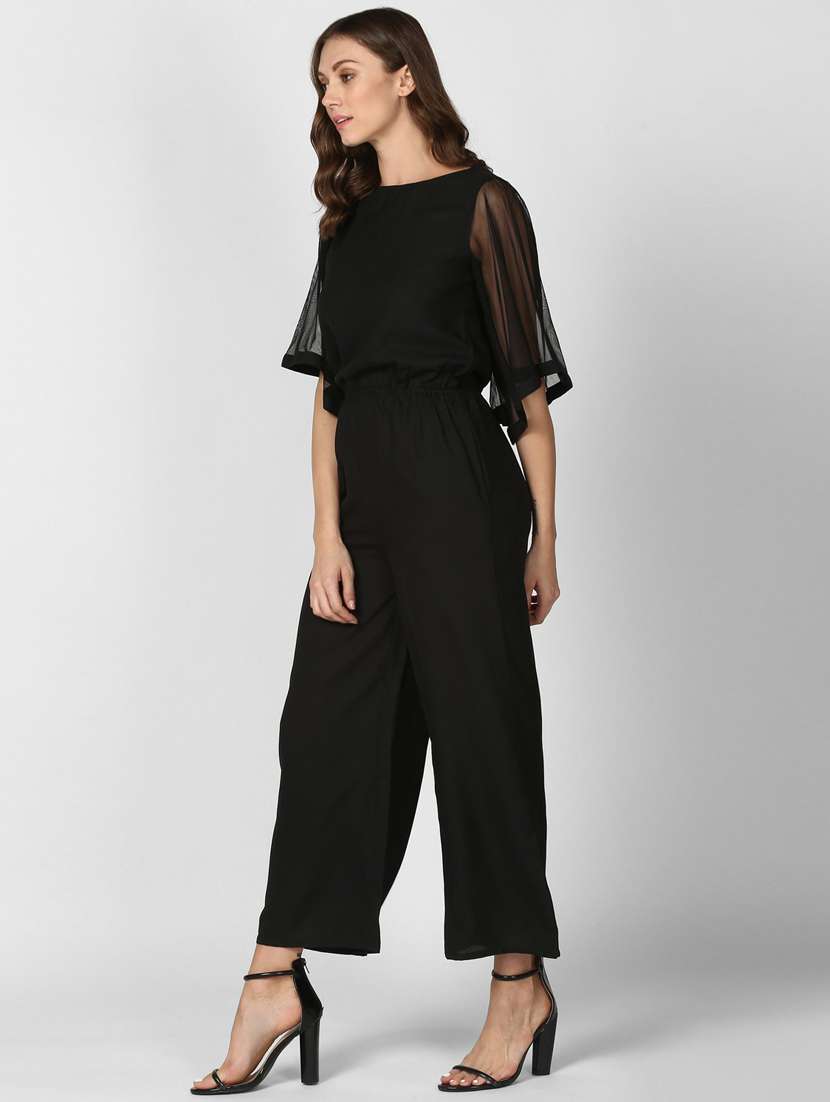 black solid full leg jumpsuit - 19371596 -  Standard Image - 2