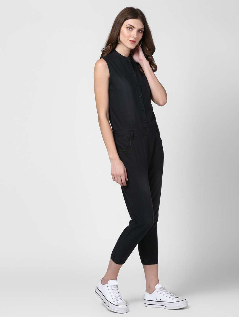 black denim 3/4 jumpsuit - 19371599 -  Standard Image - 2