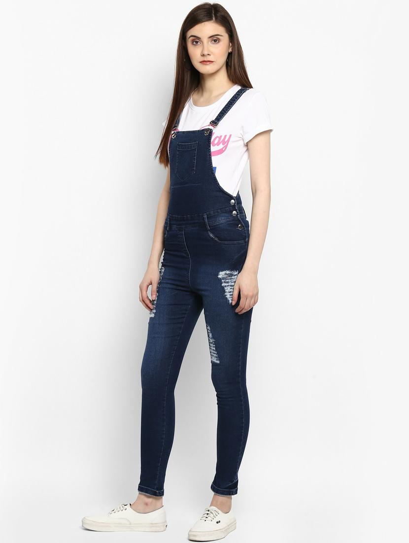 blue denim full leg dungaree - 19371607 - Standard Image - 2