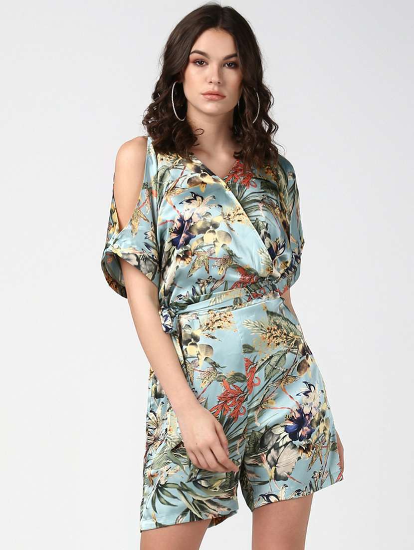 blue printed jumpsuit