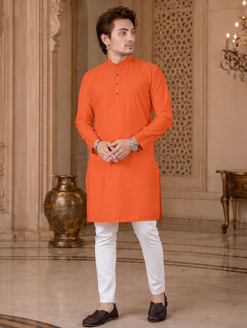men mandarin neck solid kurta pyjama set  - 19382626 -  Standard Image - 2