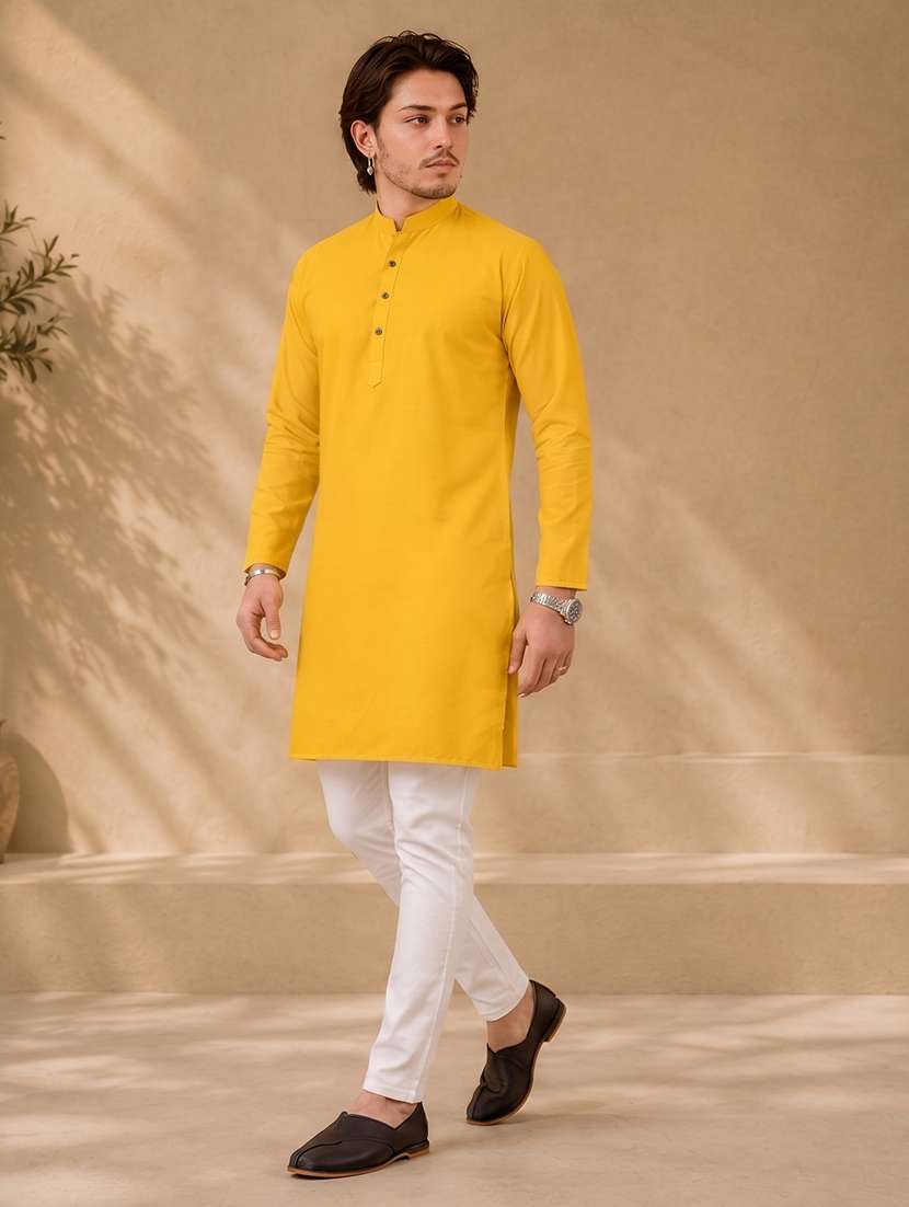 men mandarin neck solid kurta pyjama set  - 19382632 -  Standard Image - 2