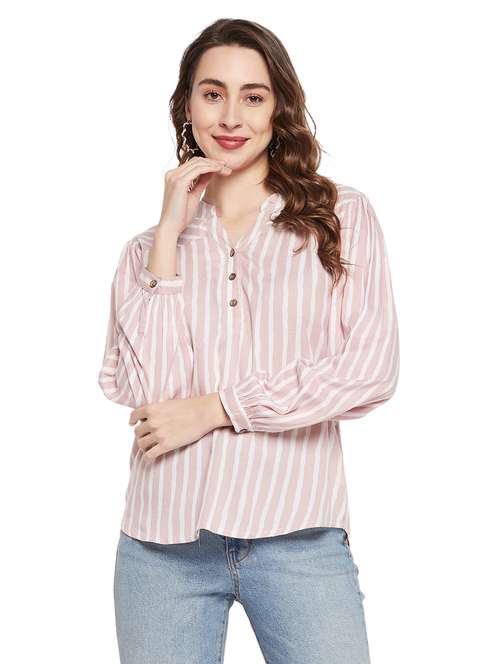 women's straight mandarin neck top - 19387748 - Standard Image - 0