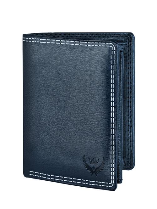 blue solid leather with stitch details wallet - 19388647 - Standard Image - 0