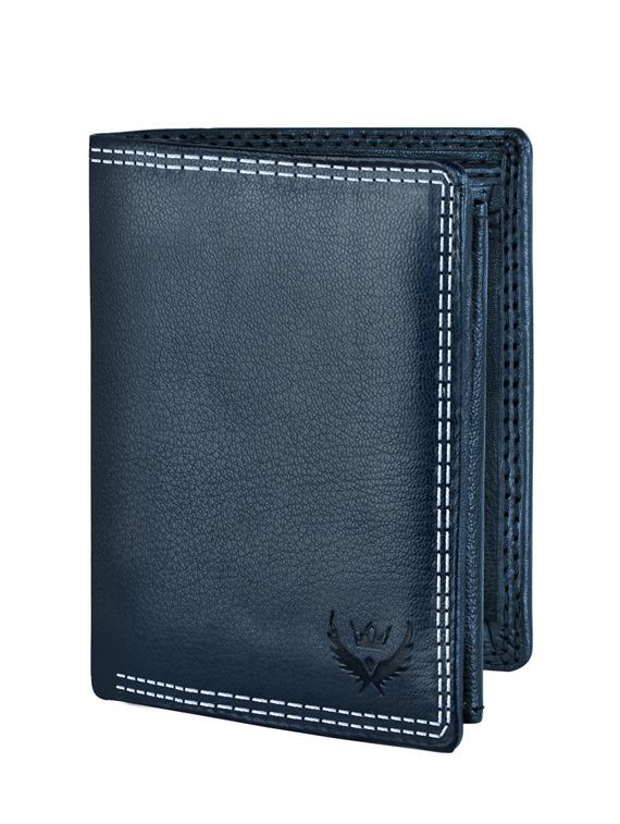 blue solid leather with stitch details wallet - 19388647 - Zoom Image - 0