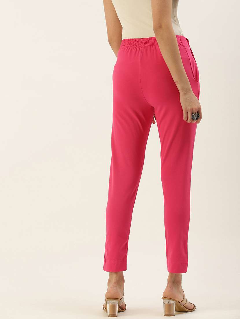 pink solid cigarette pants trouser - 19397169 - Standard Image - 2