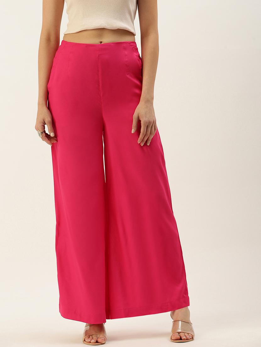 pink solid palazzo - 19397190 -  Zoom Image - 0