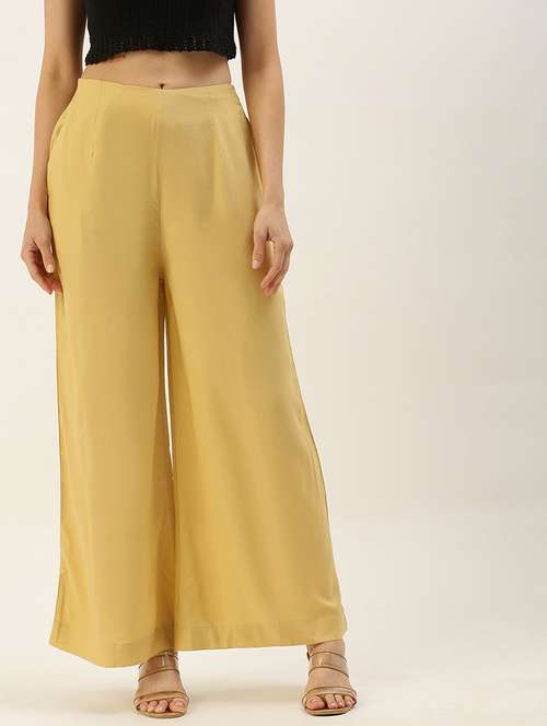 beige solid palazzo - 19397191 -  Standard Image - 0