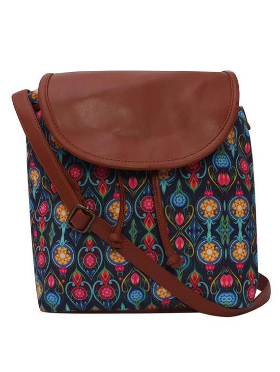 multi colored canvas sling bag