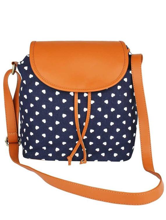 blue canvas sling bag