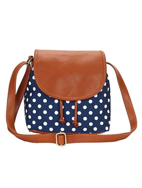 blue canvas sling bag