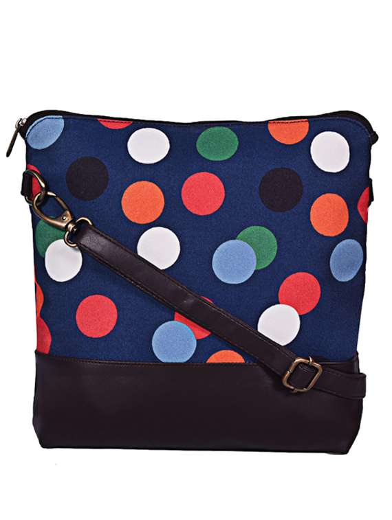 multi colored canvas sling bag
