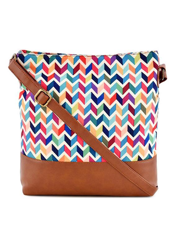 multi colored leatherette (pu) sling bag