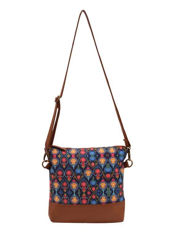 multi colored canvas sling bag