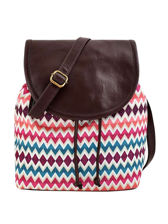 multi colored canvas sling bag
